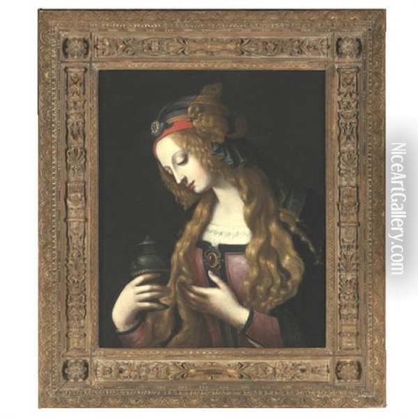 The Penitent Magdalene (circle Of Leonardo Da Vinci Or Andrea Verrocchio) Oil Painting - Leonardo Da Vinci