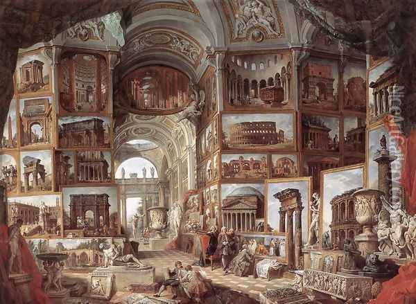 Roma Antica c. 1755 Oil Painting - Giovanni Paolo Pannini