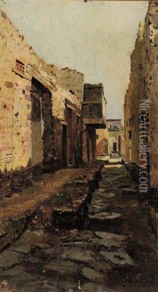 Pompei, Vicolo Del Balcone Sospeso Oil Painting - Aleksandr Alexandrovich Svedomskij