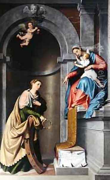 The Mystic Marriage of St Catherine Oil Painting - Giovanni Battista Moroni