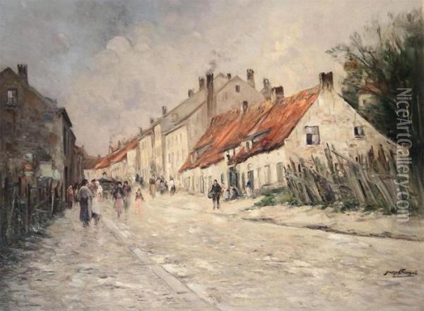 Animated Street View Oil Painting - Joseph Charles Francois