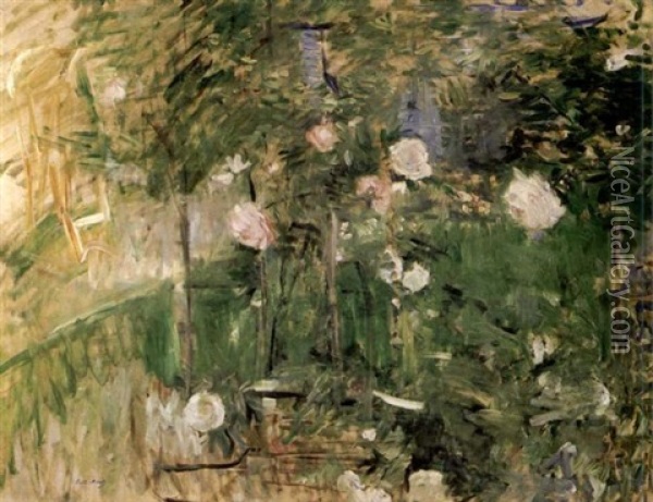 Jardin De Roses Oil Painting - Berthe Morisot
