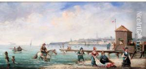 Scene De Plage, Circa 1880 Oil Painting - Victor-Gabriel Gilbert