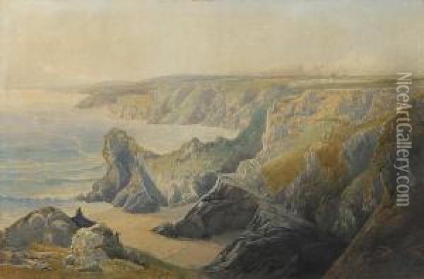 Kynance Cove, Cornwall Oil Painting - Thomas Hart