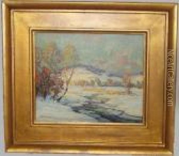Frozen River Oil Painting - Walter Koeniger