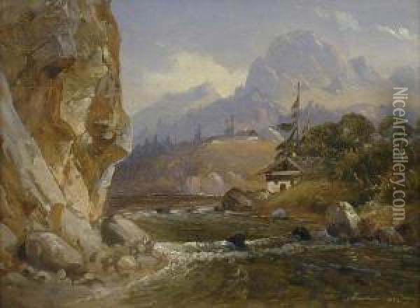 Vue Du Tyrol Oil Painting - Niels Simonsen
