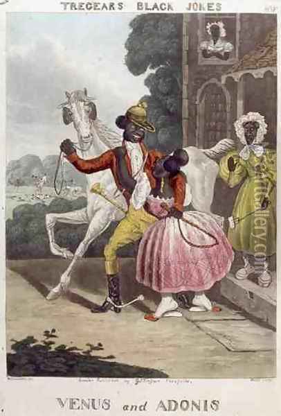 Venus and Adonis, No. 5 of Tregears Black Jokes, engraved by Hunt, pub. by G.S. Tregear, c.1833 Oil Painting - W. Summers