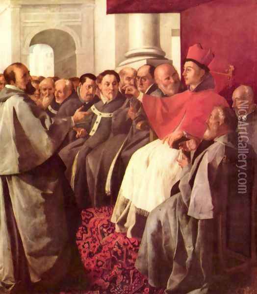 St. Bonaventure receives the envoy of the emperor Oil Painting - Francisco De Zurbaran