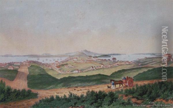 Four Views Of Auckland Oil Painting - Patrick Joseph Hogan