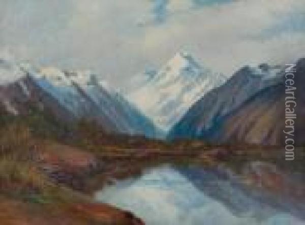 Mt Cook From The Hookerglacier Oil Painting - Charles Blomfield