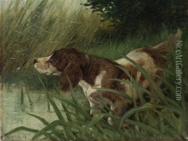 Hunting Dog Oil Painting - Arthur Heyer