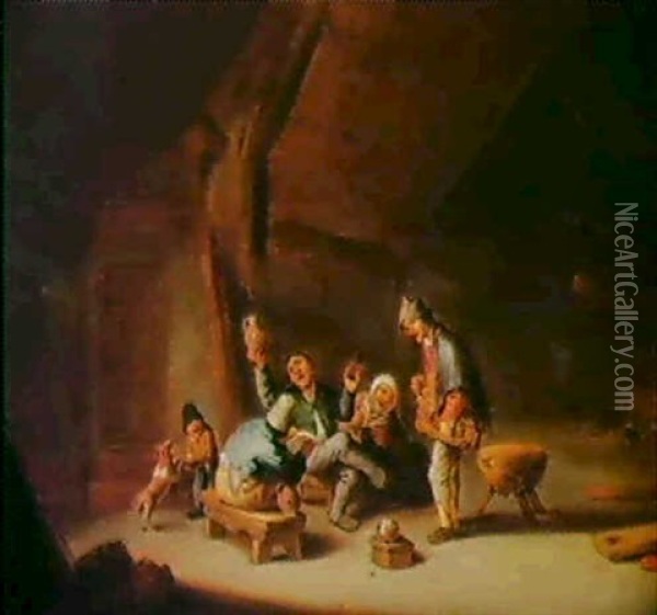 Bauern Im Wirtshaus. Oil Painting - Cornelis Mahu