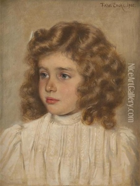 Jeune Fille A La Robe Blanche Oil Painting - Feodor Encke
