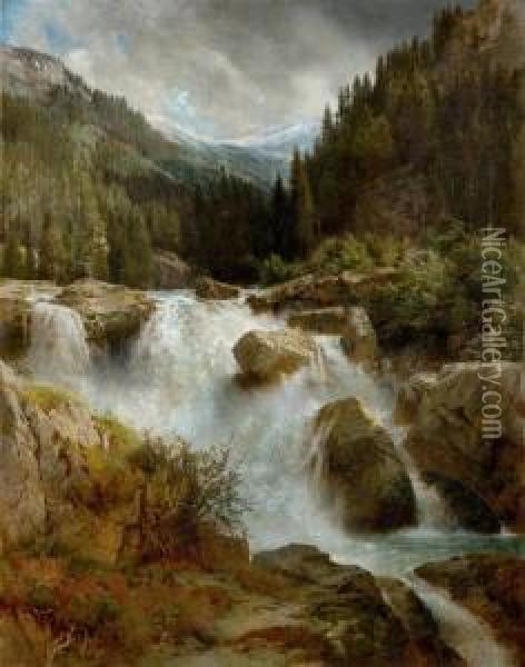 Mountain Landscape. Oil Painting - Johann Gottfried Steffan