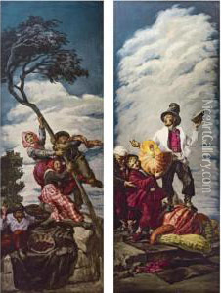 El Vendedor De Ciruelas Oil Painting - Jose Maria Sert Y Badia