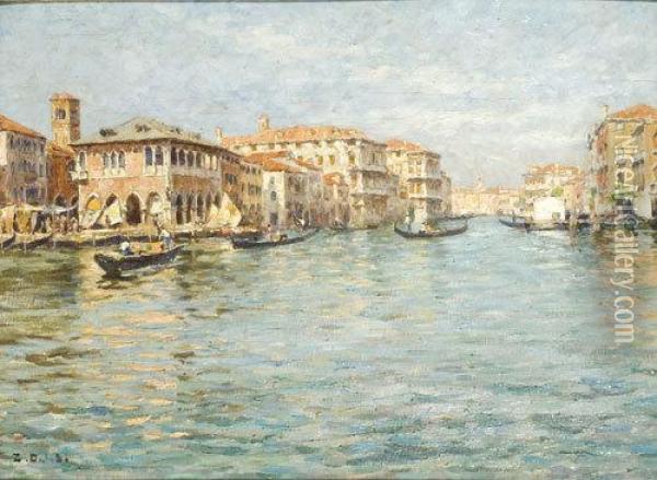 Venezia, Il Canal Grande Verso Vendramin Oil Painting - Zaccaria Dal Bo