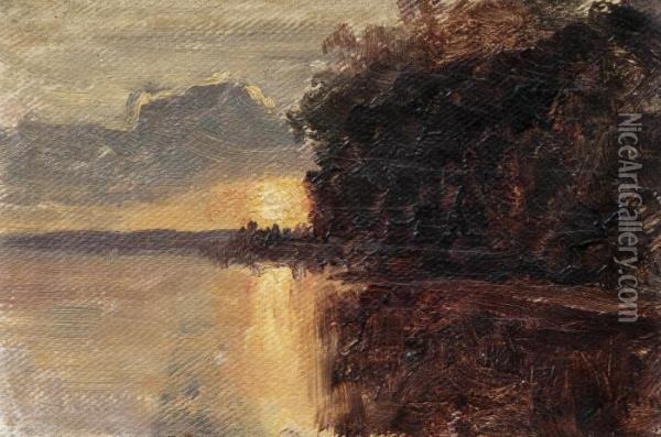 Landscape Study Oil Painting - Hjalmar (Magnus) Munsterhjelm