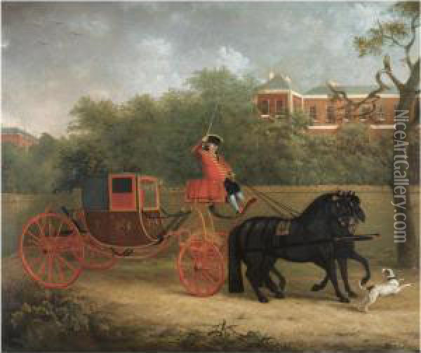 Portrait Of His Majesty's State Coach Horses Oil Painting - Henry Bernard Chalon