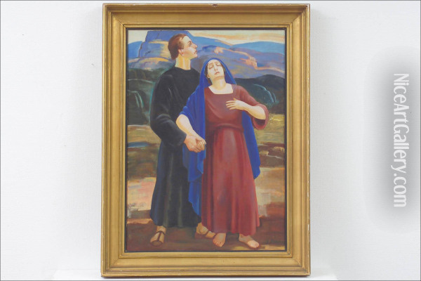 Johannes Ja Maria - Johannes Och Maria. Oil Painting - Yrjo Ollila