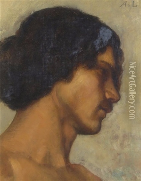 Head Study Of A Man Oil Painting - Alphonse Legros