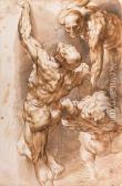 Anatomical Studies: Three Nudes Oil Painting - Peter Paul Rubens