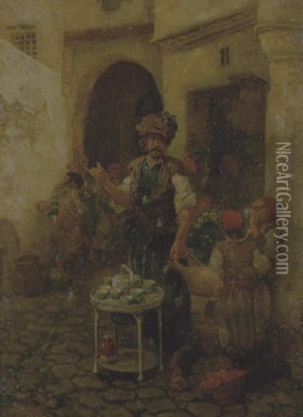 Le Marchand De The Ambulant Oil Painting - Marc Alfred Chataud