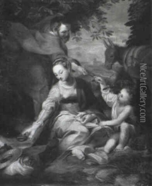Rest On The Return From Egypt Oil Painting - Federico Barocci
