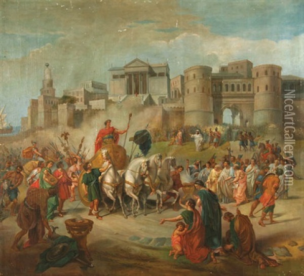 Triumphant Return Of A Roman Emperor Oil Painting - Lorenzo Cecconi