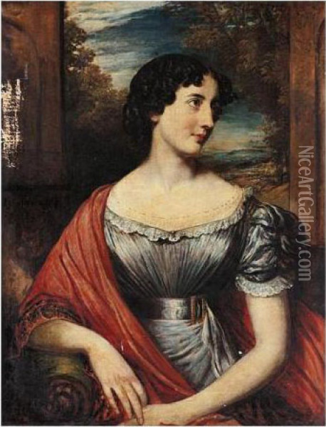 Portrait Of Jane Puxley Oil Painting - John Linnell