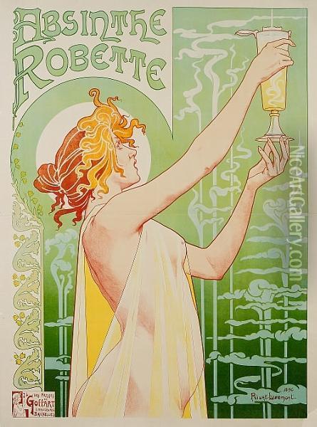 Absinthe Robette Oil Painting - Privat Livemont