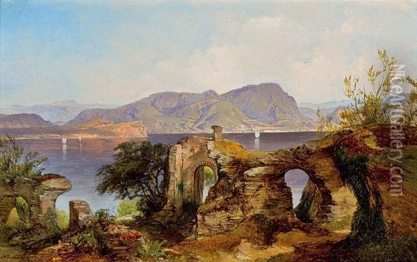 Blick Auf Die Grotten Catulls Am Gardasee Oil Painting - Anton Hansch