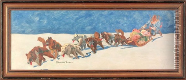 Of An Inuit With A Dogsled Oil Painting - Maynard Dixon