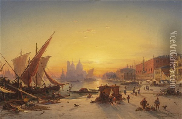 Venedig Im Abendlicht Oil Painting - Louis Mecklenburg