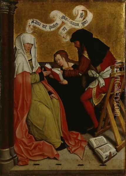 Anna and Joachim with Maria, c.1505-06 Oil Painting - Bernhard Strigel