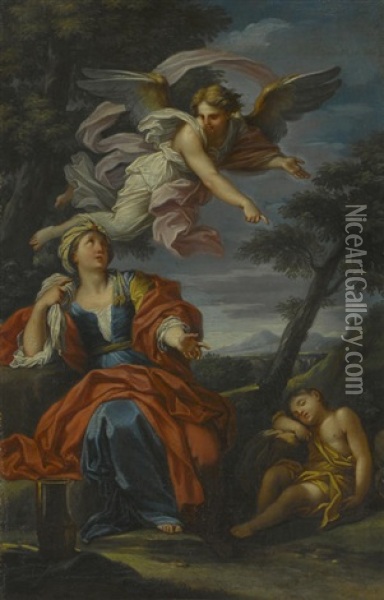Hagar And The Angel Oil Painting - Luigi Garzi