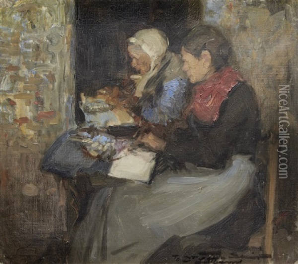 Lace Makers Oil Painting - Mark Senior