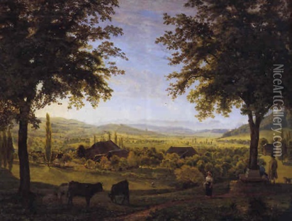 Landschaft Bernbiet Oil Painting - Abraham Sigmund A. von Bonstetten