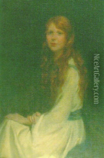 Portrait Of A Girl Oil Painting - Charles Edward Brock