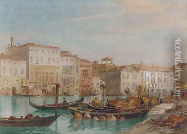 Shipping on the Lagoon, Venice Oil Painting - Richard Henry Wright
