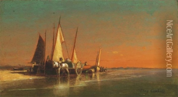 Unloading The Fishing Boats Oil Painting - George Curtis