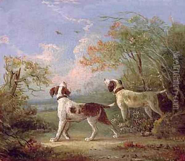 Spaniels in a landscape Oil Painting - Thomas Hand