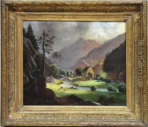 Heeselichtmuhle Im Polenthal In Hohenstein/sachsische Schweiz Oil Painting - Franz Wilhelm Leuteritz