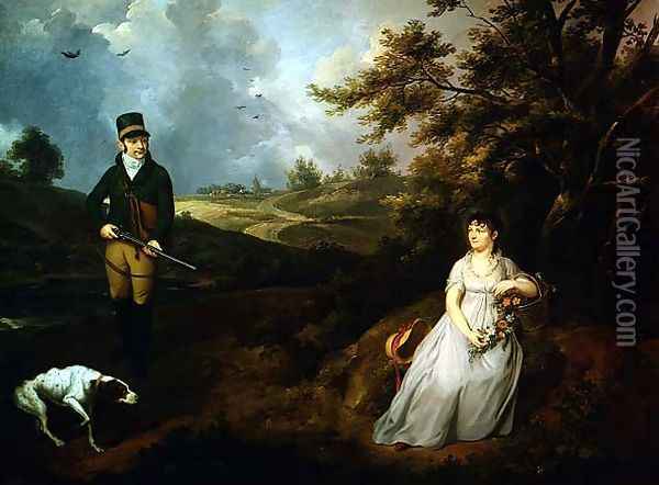 Portrait of a Gentleman and Lady Oil Painting - Johann Heinrich Schroder