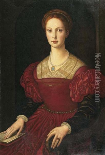Portrat Der Lucrezia Borgia. Oil Painting - Angelo Bronzino