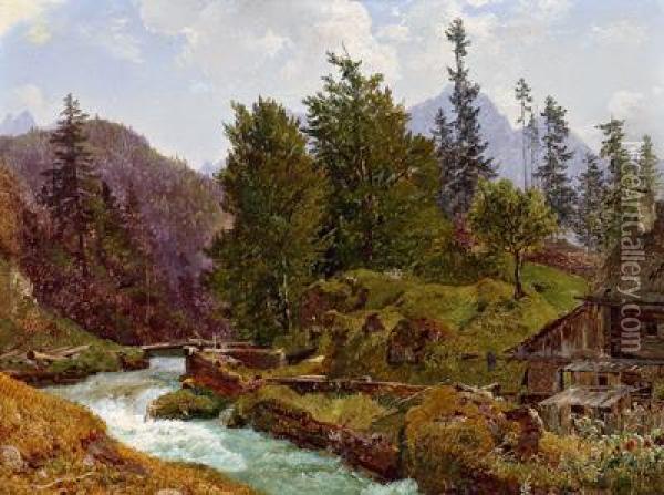 Eine Bachlandschaft Oil Painting - Anton Schiffer