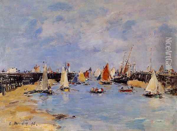 Trouville the Jettys Low Tide1 1896 Oil Painting - Eugene Boudin