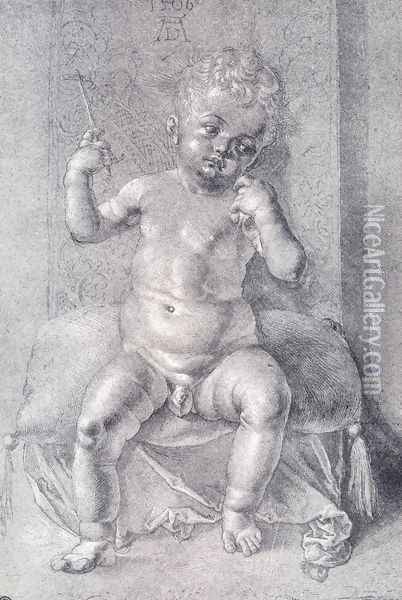 Seated Nude Child Oil Painting - Albrecht Durer