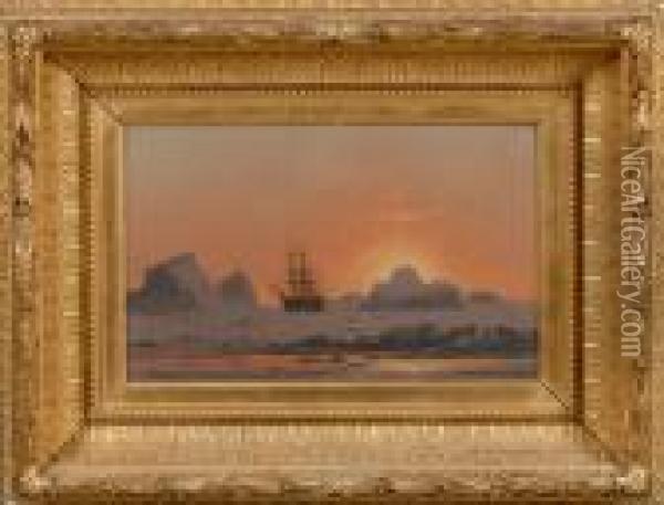 Arctic Sunset With The Ice Bound Oil Painting - William Bradford