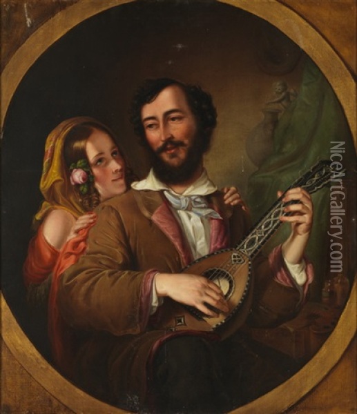 Der Troubadour Oil Painting - Mikhail Ivanovich Scotti
