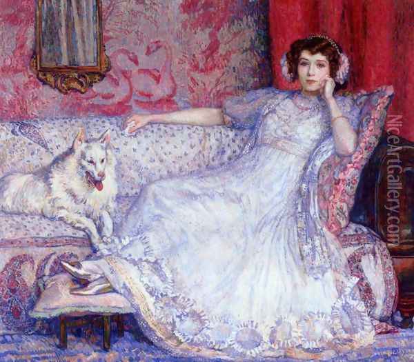 The Woman in White Oil Painting - Theo van Rysselberghe